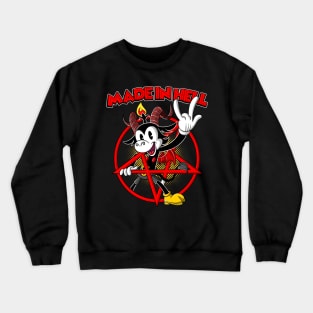 Blackcraft Baphomet retro Cartoon Devil horns 666% Made in Hell Crewneck Sweatshirt